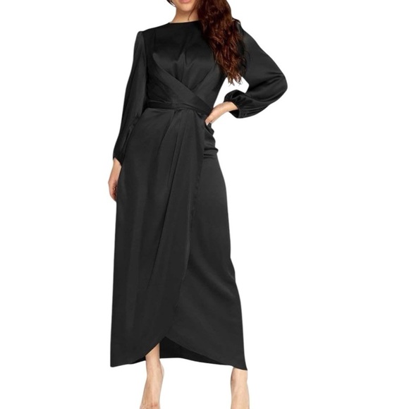 PinupArt NWT Black Maxi Dress with Draped Waist, Size XS - Picture 1 of 10